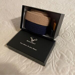 Bulliant Braided Stretch Belts Set in Tan and Navy NWOT